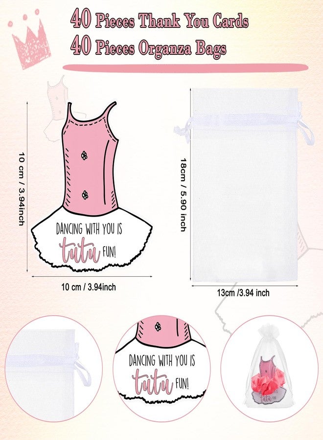 Yinkin 40 Set Ballerina Party Favor for Guest Soft Elastic Hair Tie Hair Scrunchies Ballet Tutu Funny Card Organza Bag Dance Recital Gift for Girls Christmas Ballerina Birthday Party Decoration - Image 2